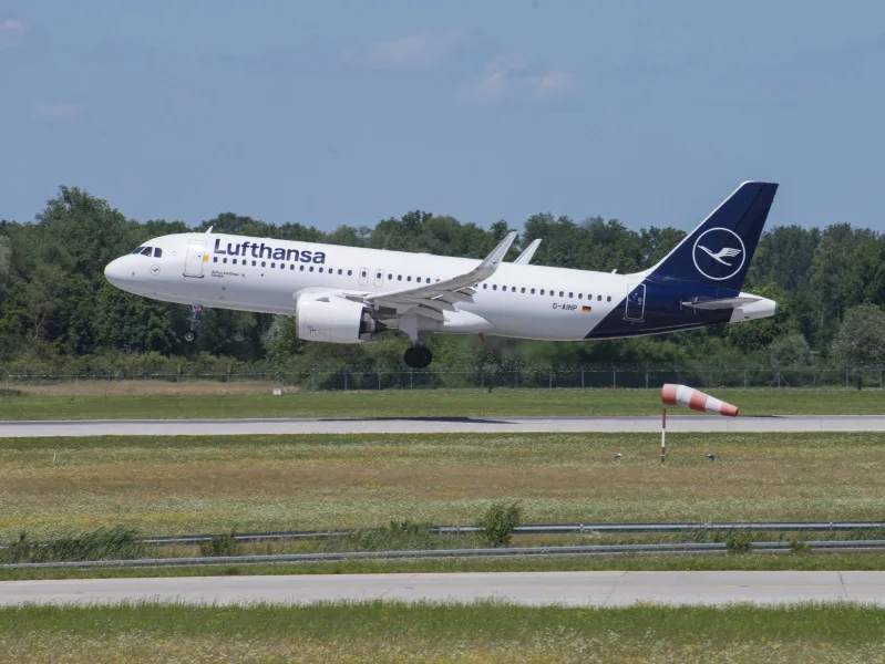 Modern narrow-body airliner, representative of the European low-fare carriers driving the airline subscription model.