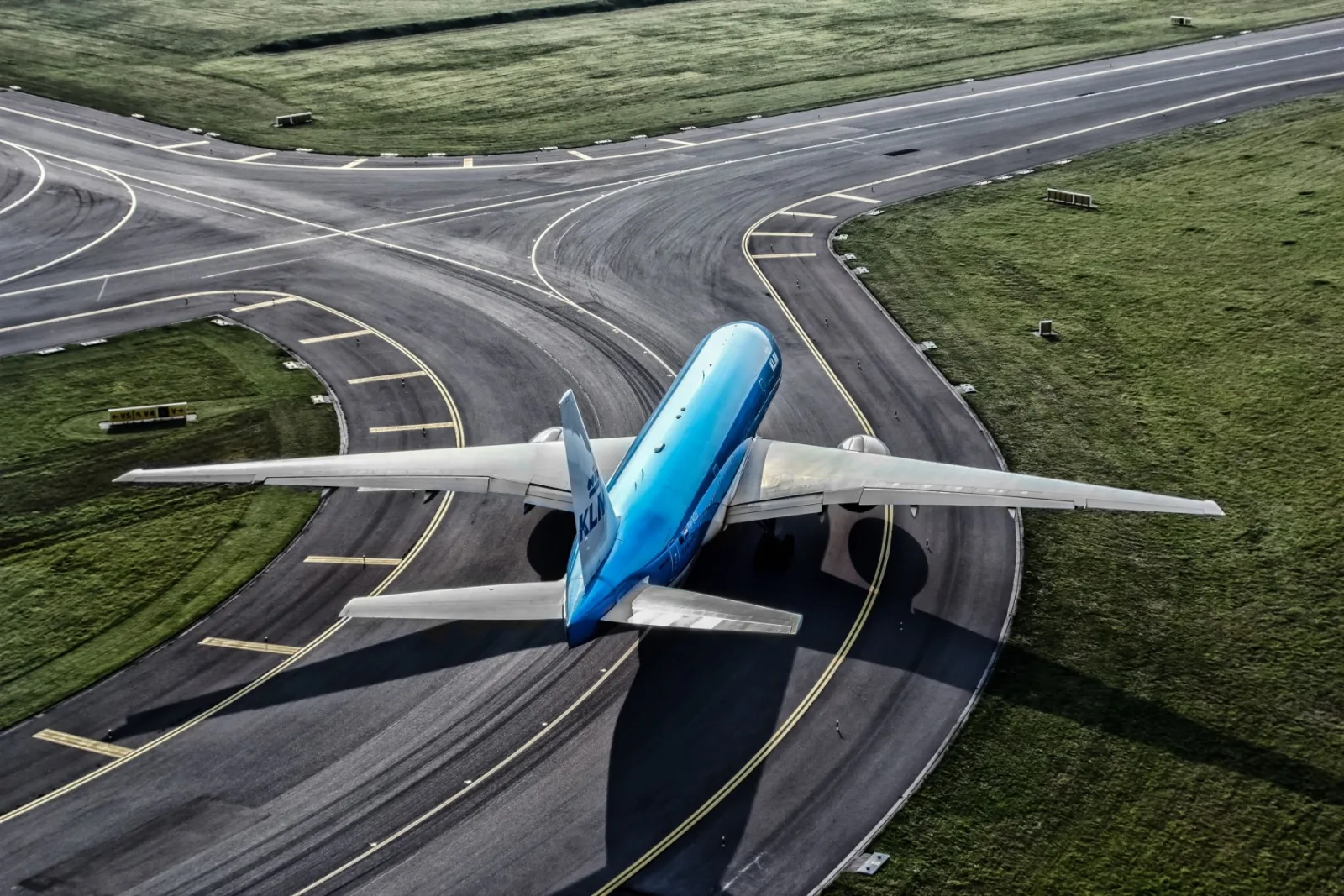 KLM Royal Dutch Airlines Boeing 777 lining up for take-off, illustrating the SkyTeam long-haul backbone of Flying Blue.