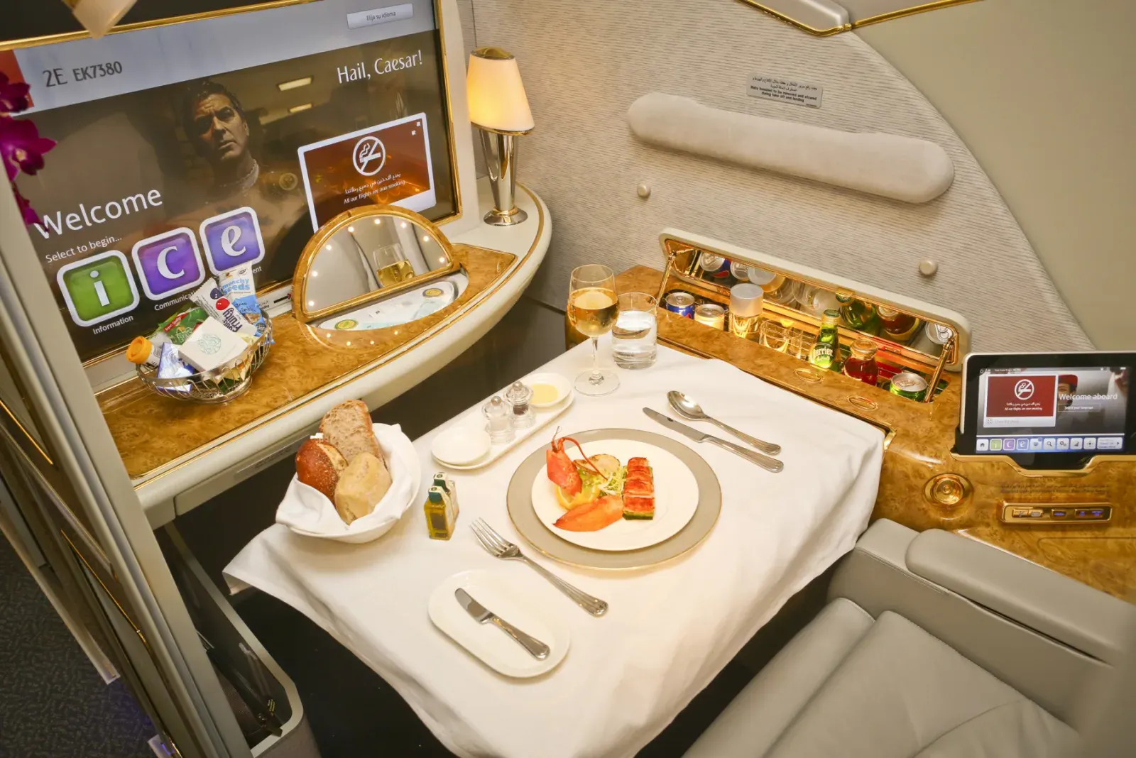 Emirates A380 in flight, the premium product that sometimes justifies a points-purchase promotion.