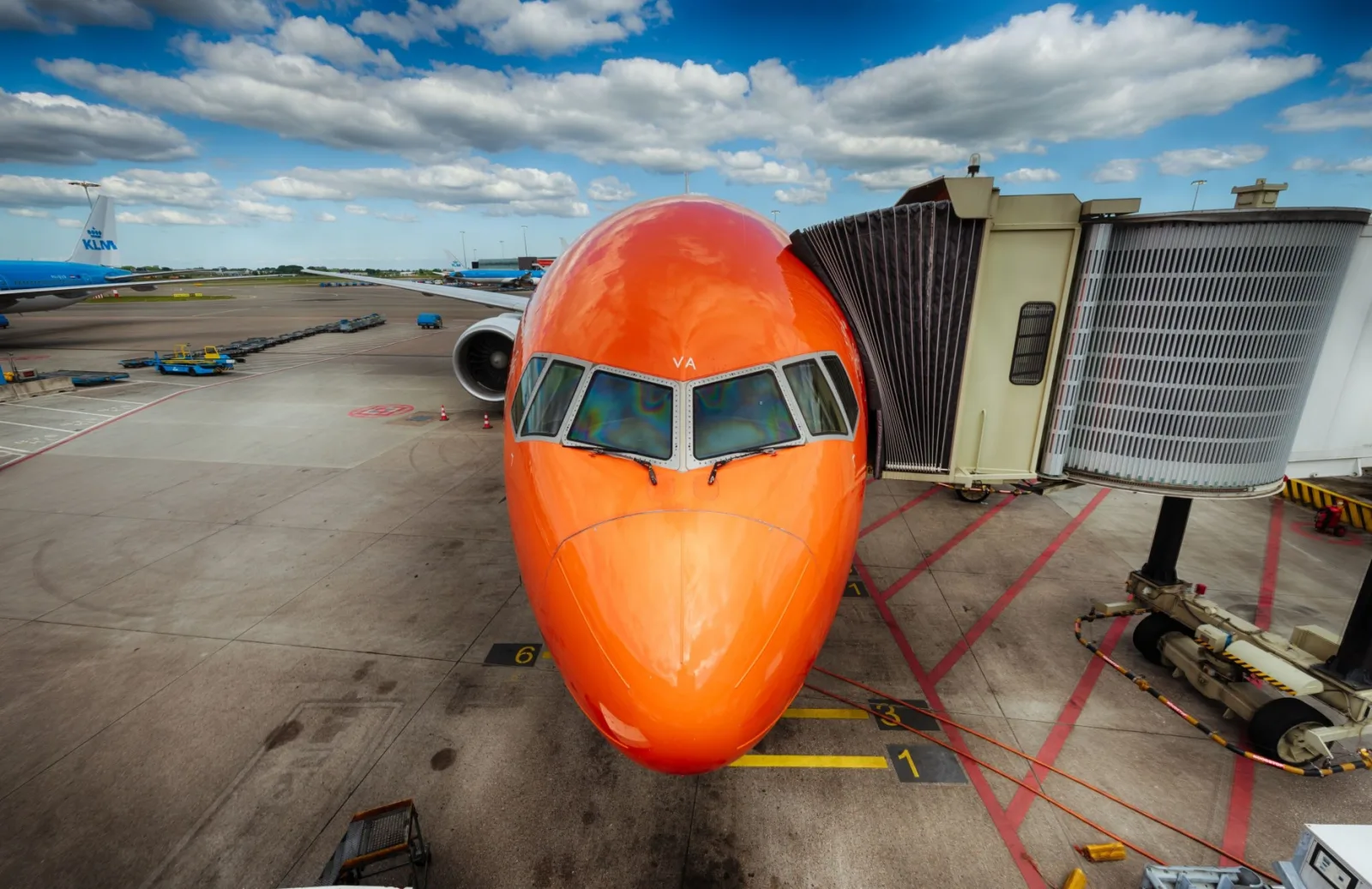 KLM Boeing 777 in Orange Pride livery, illustrating SkyTeam's European long-haul reach via its Air France-KLM hub.