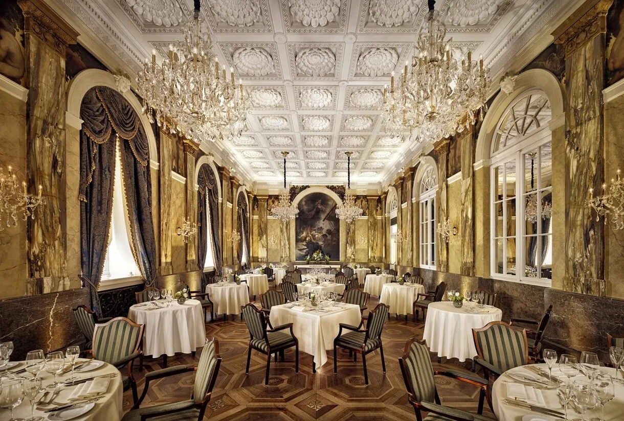 Hotel Imperial Vienna restaurant interior, a Marriott Bonvoy Platinum upgrade target accessible via status matches.