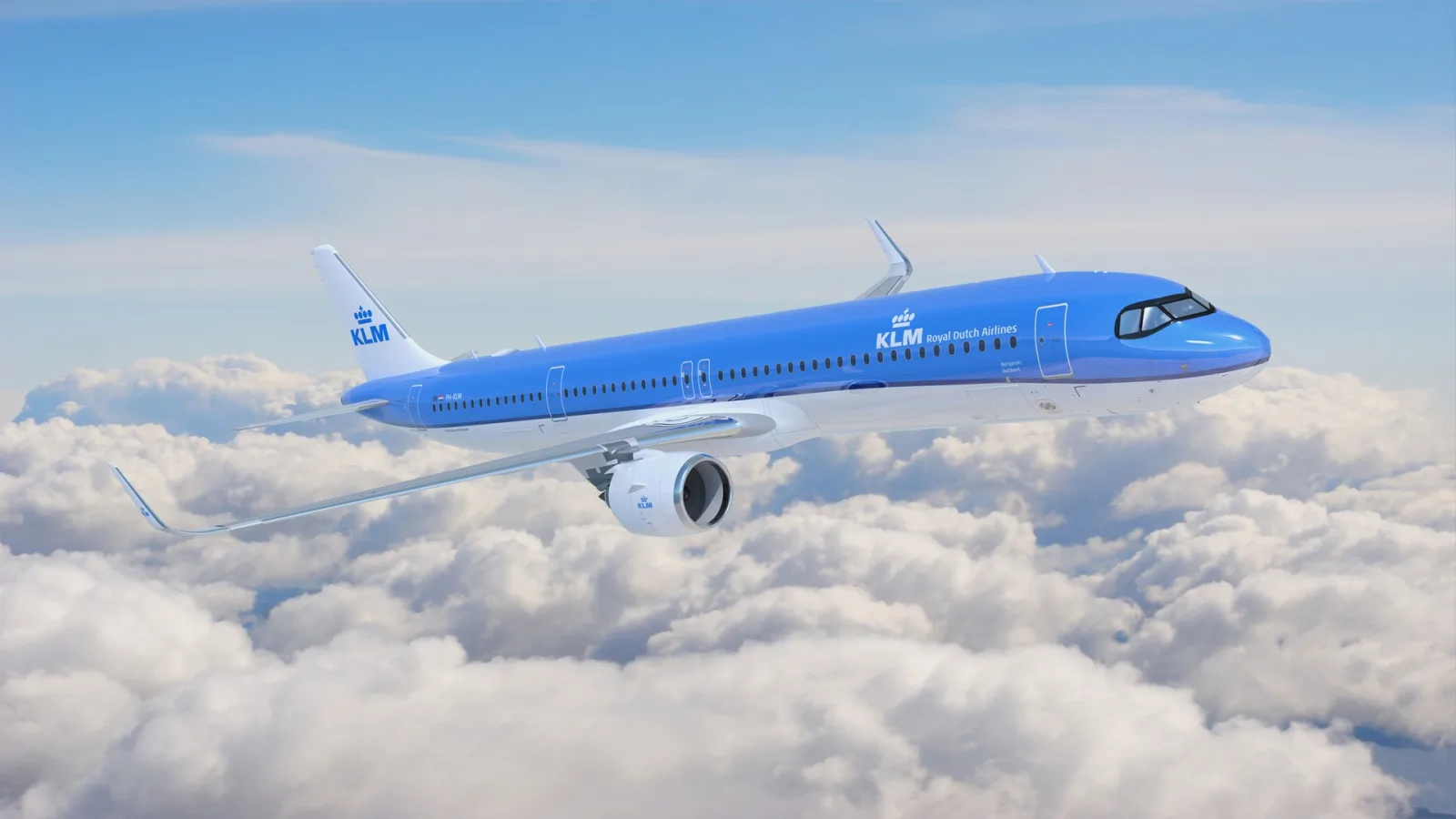 KLM Airbus A321neo in livery, illustrating Flying Blue's paid regional status match landscape across Europe.